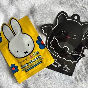 miffy Yellow & Black Dewy Dreams and Bat Puffing Patch Sheet Masks